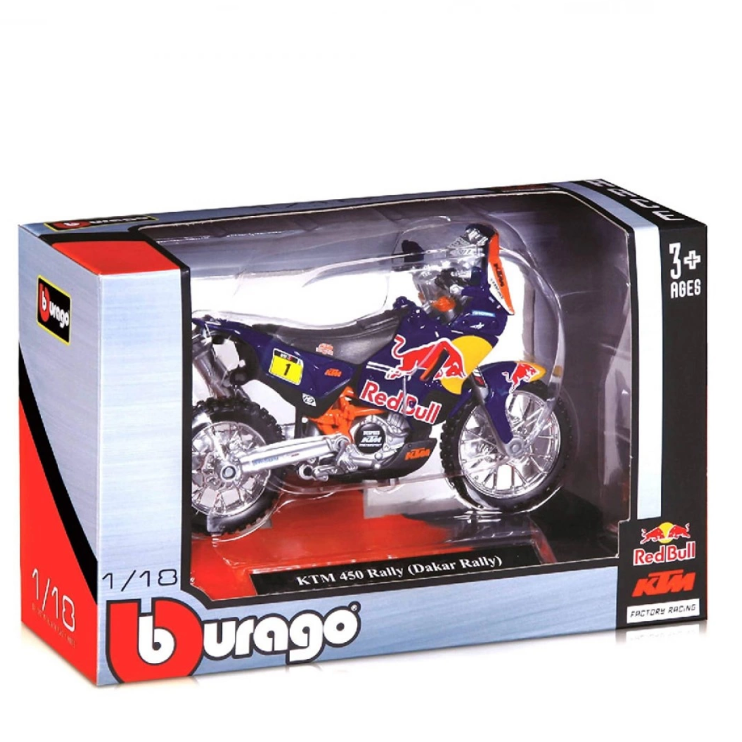 Bburago 1:18 Red Bull Ktm Motorcycle For Kids (Design May Vary)
