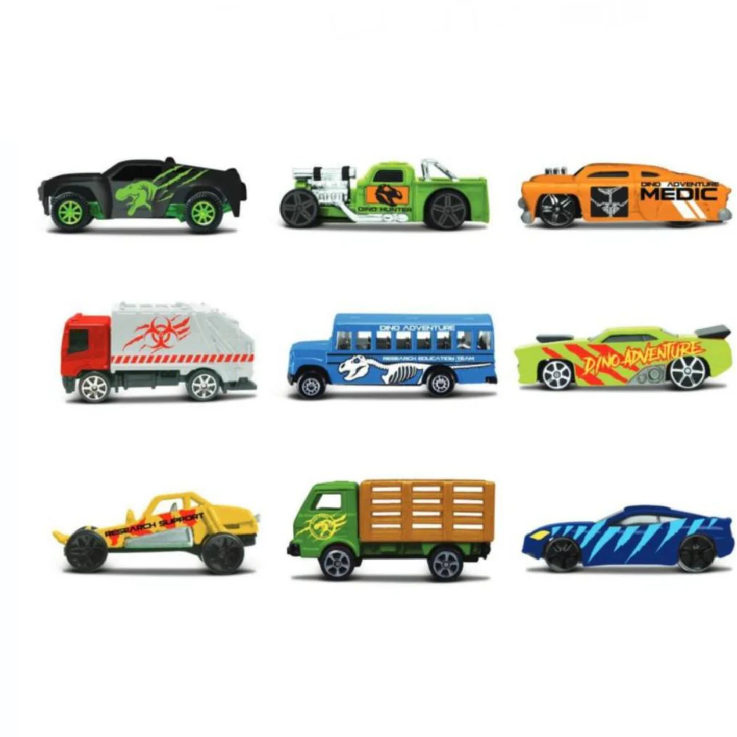 Maisto Diecast  Dino Adventure Vehicle 9 Pack 9 Metal Dinky For Kids