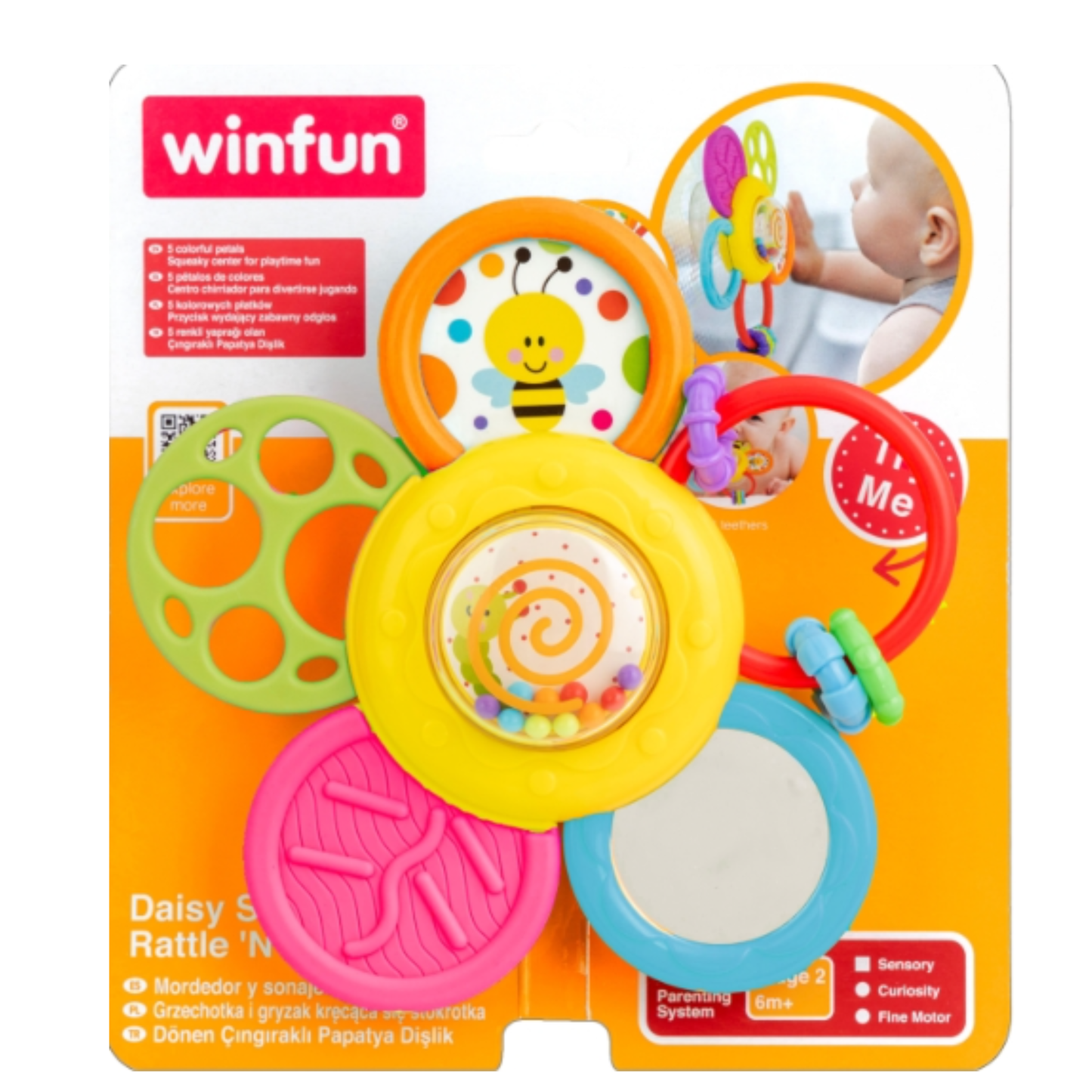 WinFun Daisy Spin Rattle N Teether Rattle For 6 Month Best Gift For New Born