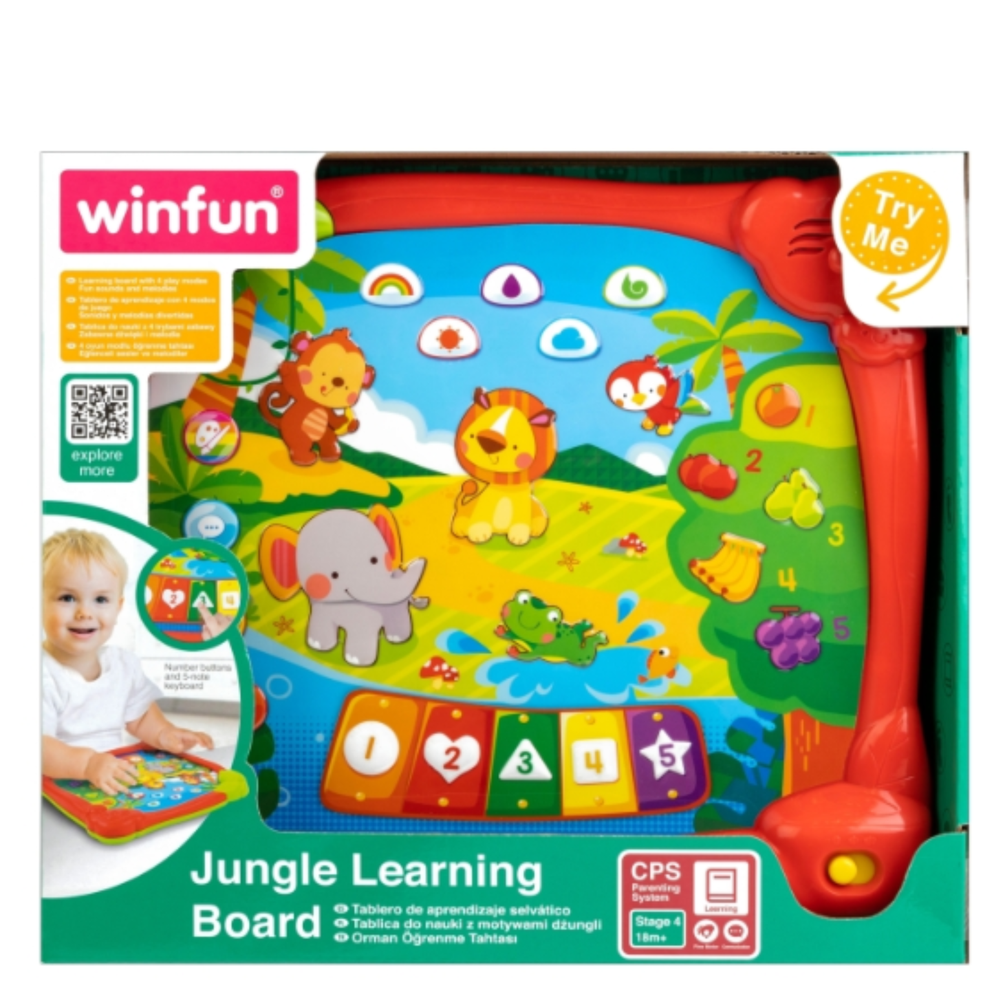Winfun Jungle Learning Board Music Light Early Education Toy For Kids