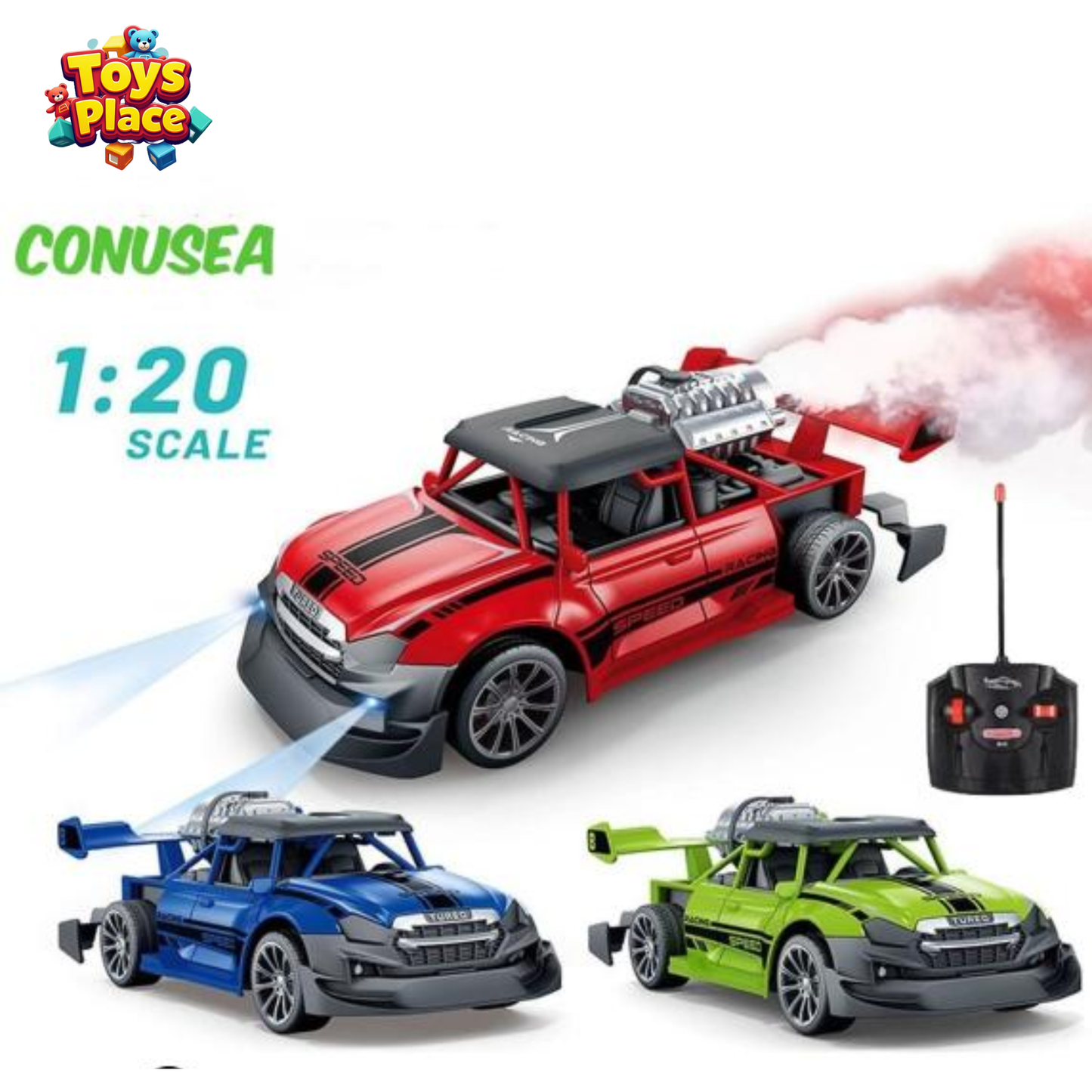 Rc Racing Car Remote Control  Truck with Light Smoke Spray  Car For kids 1:20 Scale(Colour May Vary)