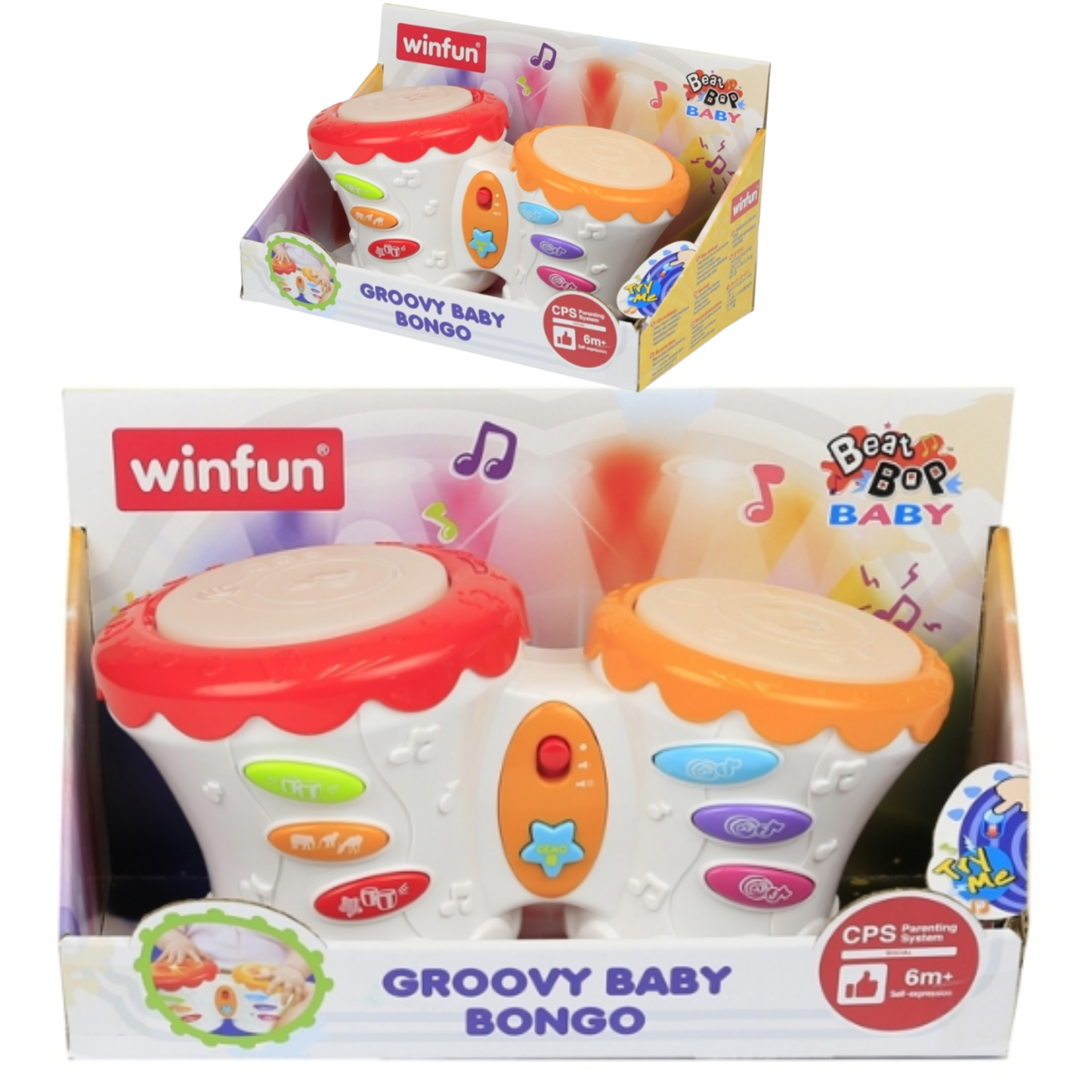 Winfun Groovy Baby Bongo Music Light Drum Toy For Kids Musical Toy