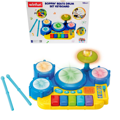 Winfun Boppin Beats Drum Set Keyboard Piano Toy For Kids Music Drum