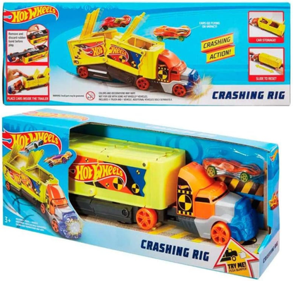 Hot Wheels Crashing Stunt Rig with 1 Car Hot Wheels Truck WIth Car For Kids