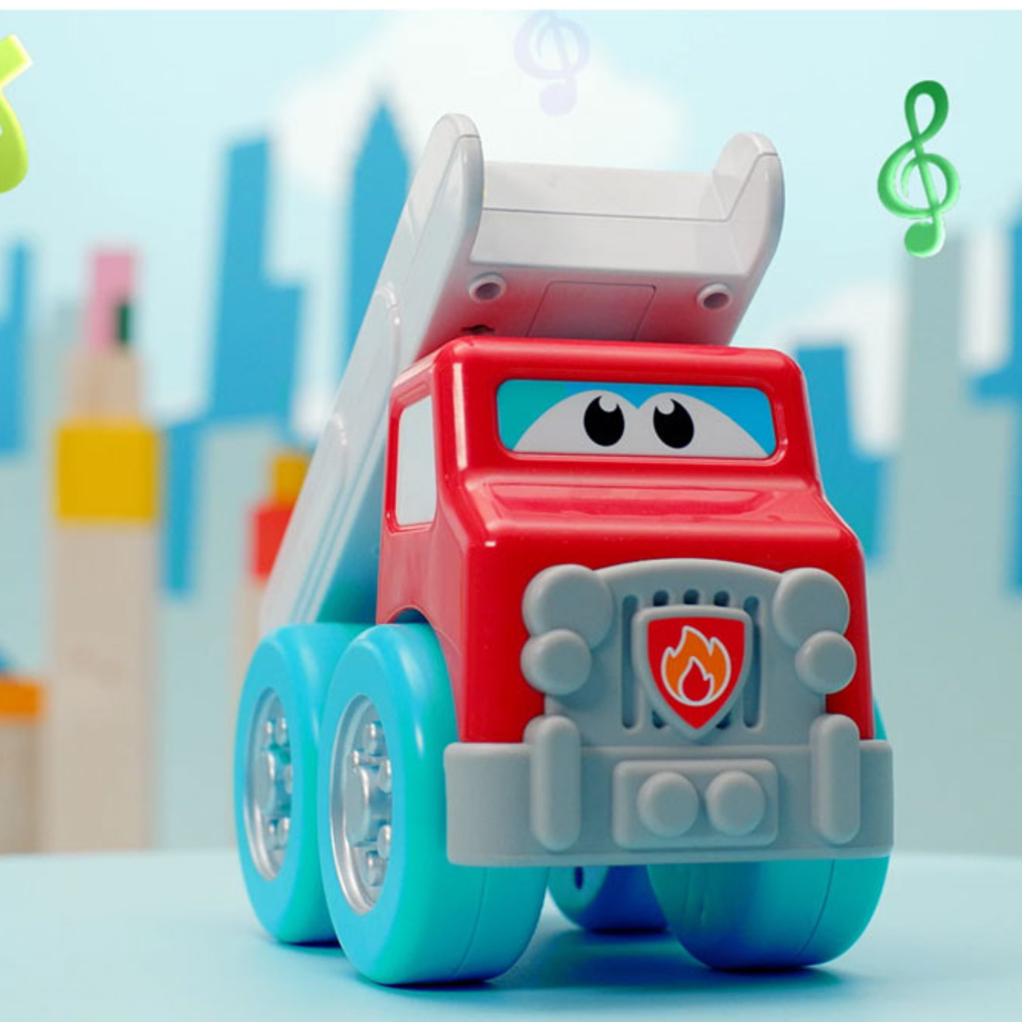 Bburago Junior Drive 'N Rock Fire Truck  with Piano Musical Toy For Todler