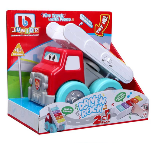 Bburago Junior Drive 'N Rock Fire Truck  with Piano Musical Toy For Todler