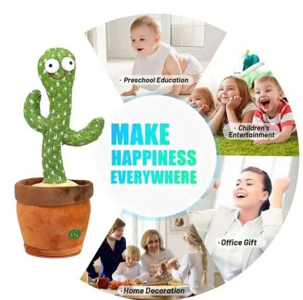 Dancing Cactus Toy Rechargeable with Music Lights Voice Repeat Toys for Kids Entertainment