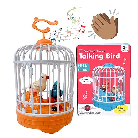 Voice-Controlled Talking Bird Toy with Cage ||Talking Birds Cage WIth Music Toy For Kids