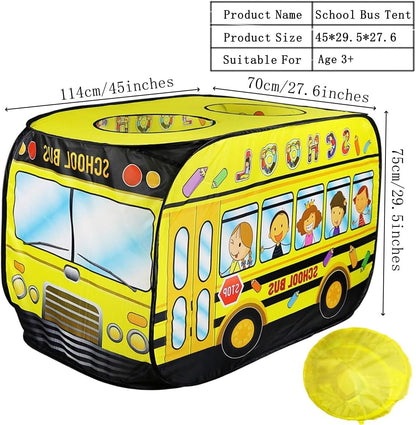 School Bus Play Tent House For Kids Out Door Playing Toy With 100 Balls