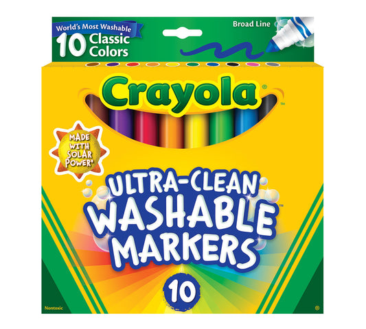 Crayola 10 Ultra-Clean Washable Markers Classic Colors Croyola Washable Marker