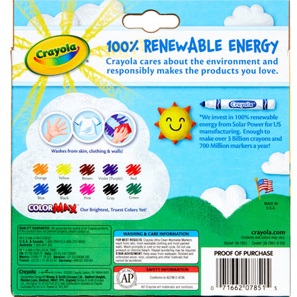 Crayola 10 Ultra-Clean Washable Markers Classic Colors Croyola Washable Marker