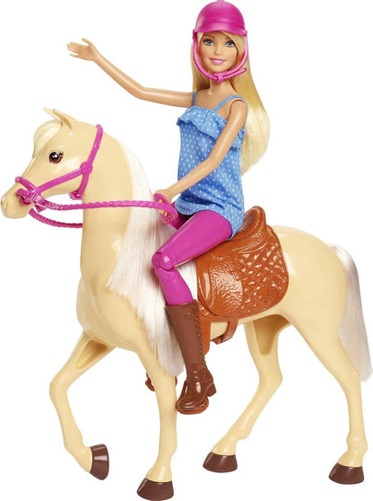 Barbie Playet with Blonde Fashion Doll Riding Outfit & Hourse FXH13