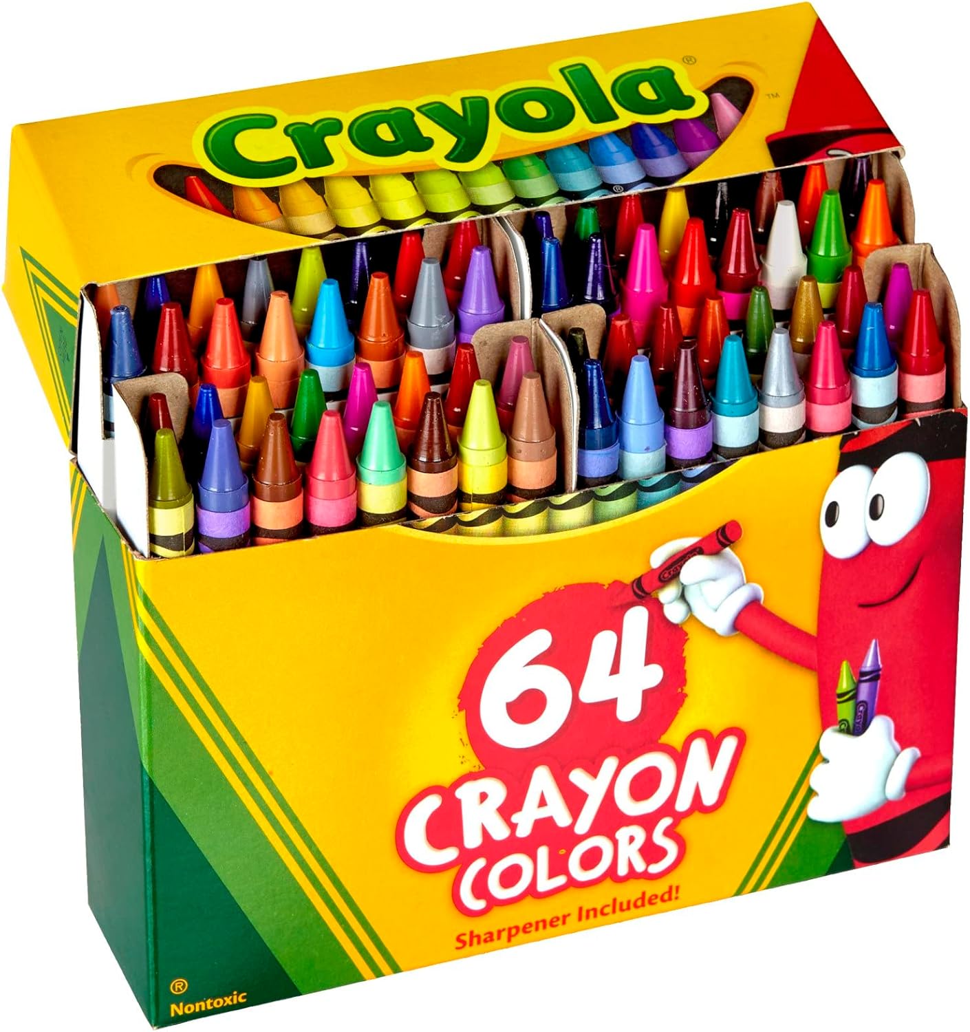 64 Crayola Crayon Box w Sharpener Colouring Drawing Arts Craft