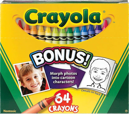 64 Crayola Crayon Box w Sharpener Colouring Drawing Arts Craft