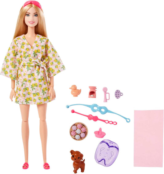 Barbie Blonde Doll with Puppy ,Kids Toys, Self-Care Spa Day ||Barbie Doll