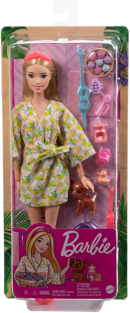 Barbie Blonde Doll with Puppy ,Kids Toys, Self-Care Spa Day ||Barbie Doll