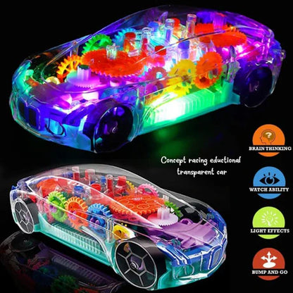 Concept Gear Car Toy with 3D Lights and Musical Sounds Effects Transparent Car Toy