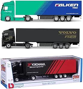 Bburago 1:43 Street Fire Haulers with Trailer Toy Truck For Kids (Assorted)