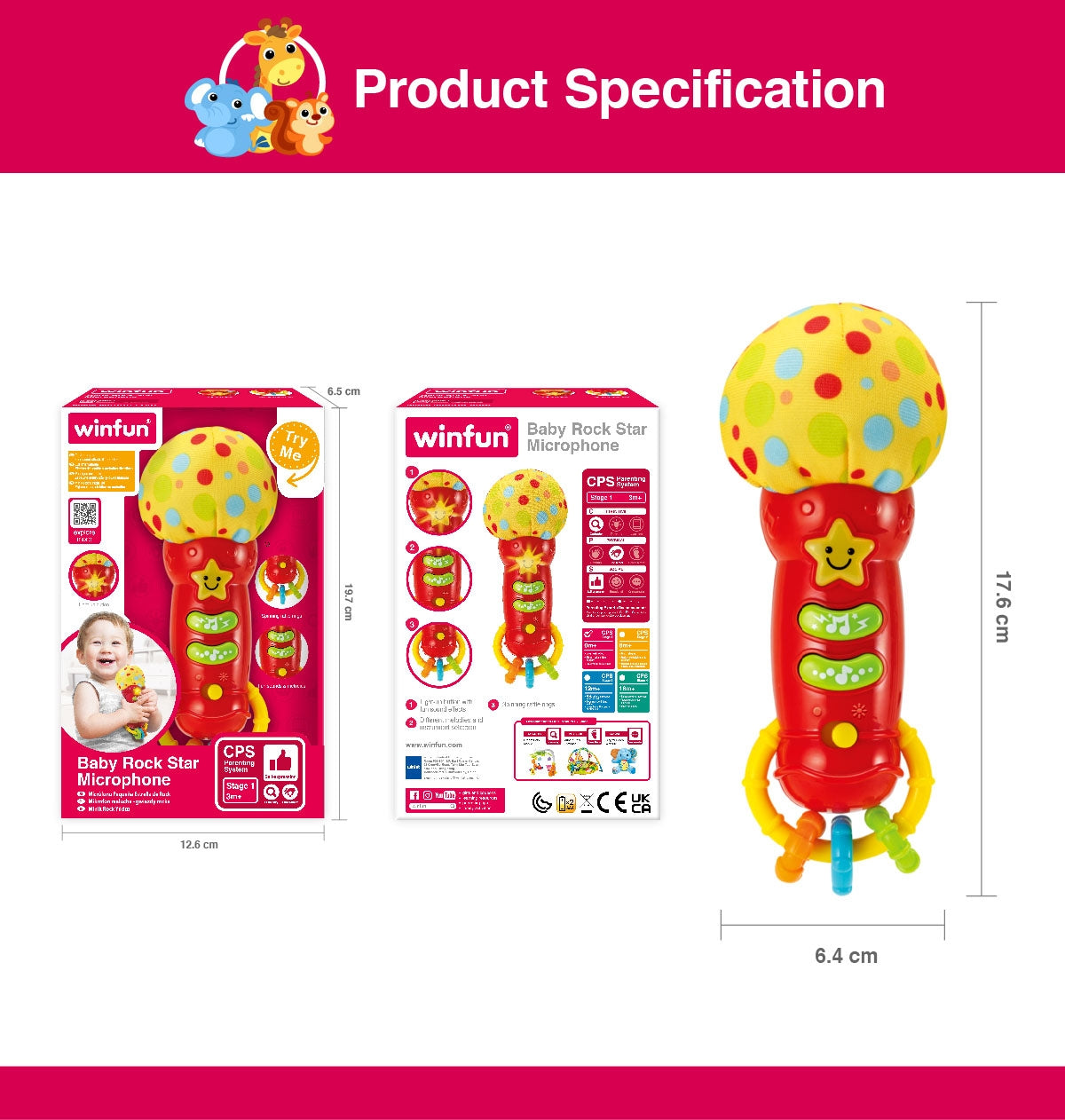 Winfun Microphone for baby with sounds Baby Rock Star Microphone Mic For Kids